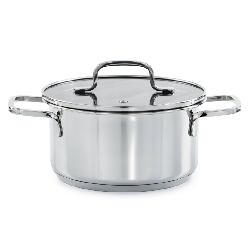 BergHOFF Helix Recycled 18/10 Stainless Steel 7.25" Stockpot 2.2qt. With Glass Lid