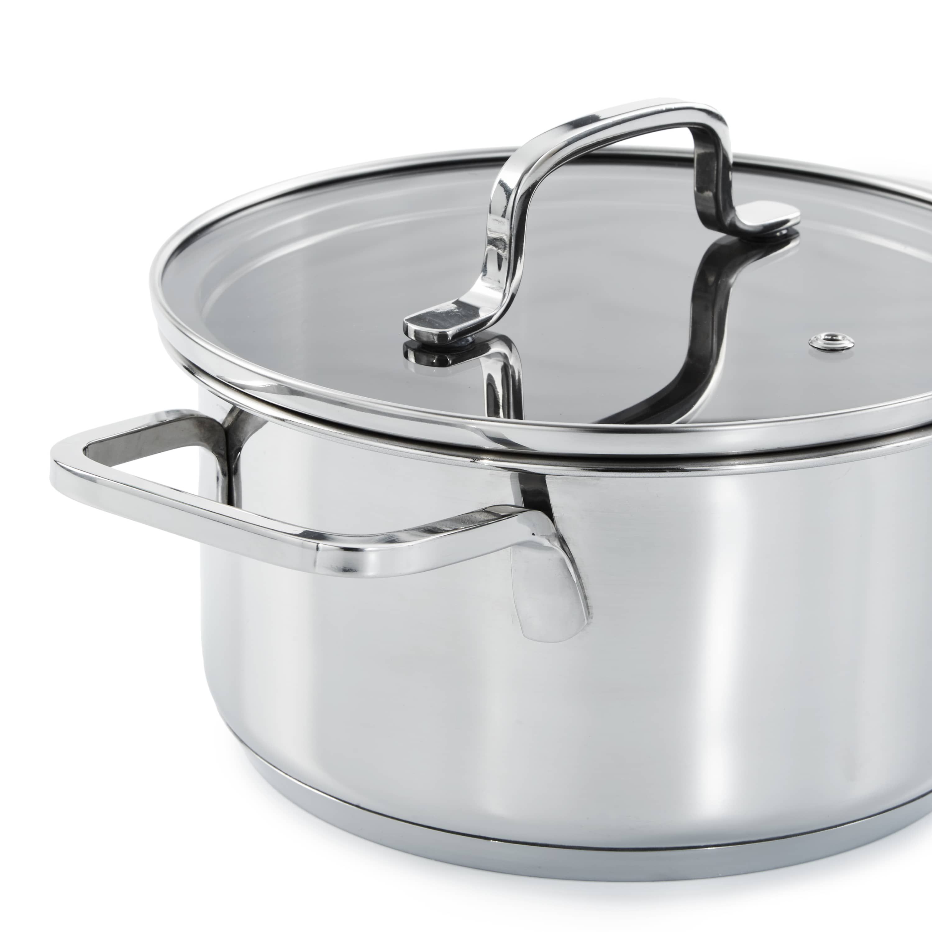 BergHOFF Helix Recycled 18/10 Stainless Steel 7.25" Stockpot 2.2qt. With Glass Lid