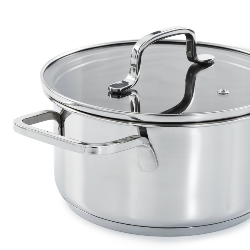 BergHOFF Helix Recycled 18/10 Stainless Steel 7.25" Stockpot 2.2qt. With Glass Lid