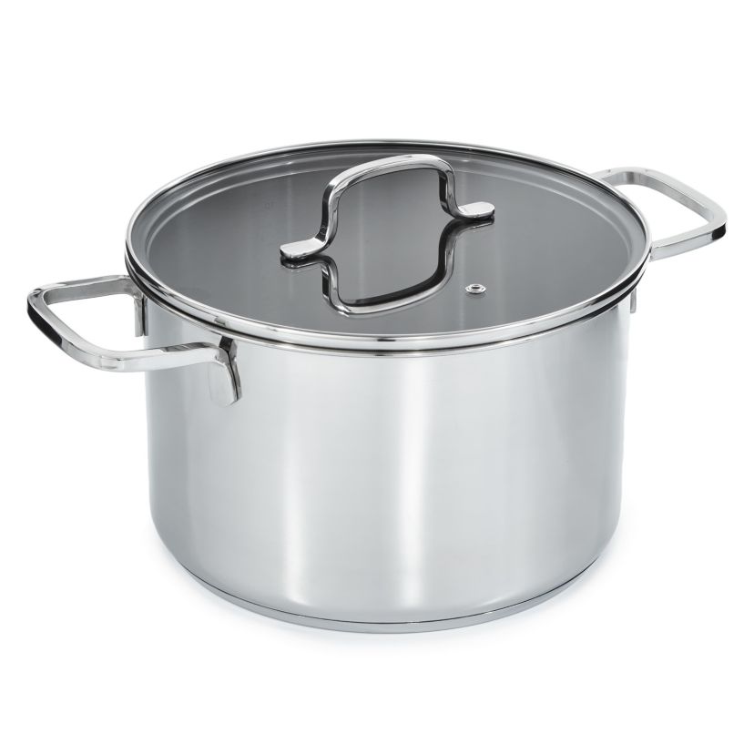 BergHOFF Helix Recycled 18/10 Stainless Steel 10" Stockpot 7qt. With Glass Lid