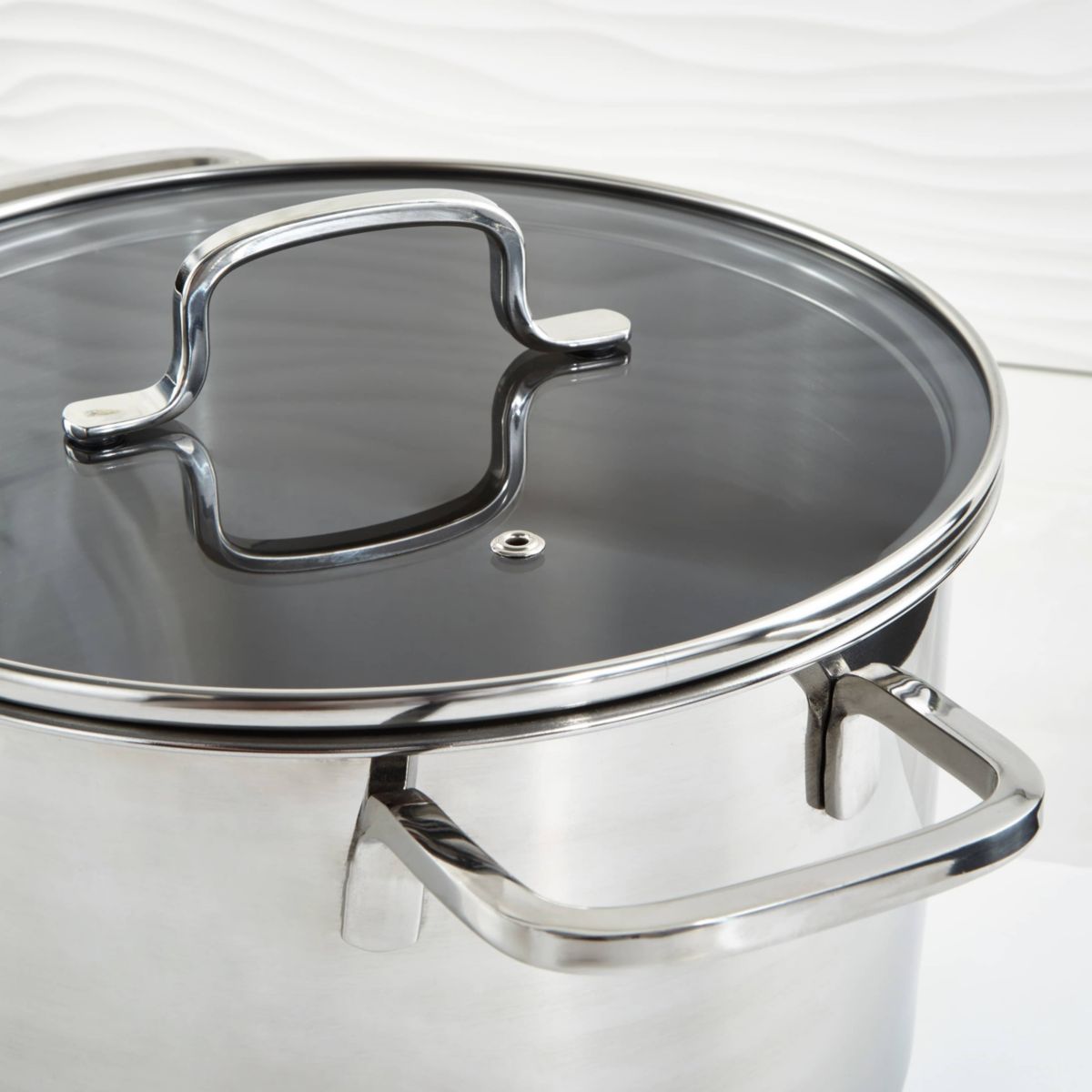BergHOFF Helix Recycled 18/10 Stainless Steel 10" Stockpot 7qt. With Glass Lid