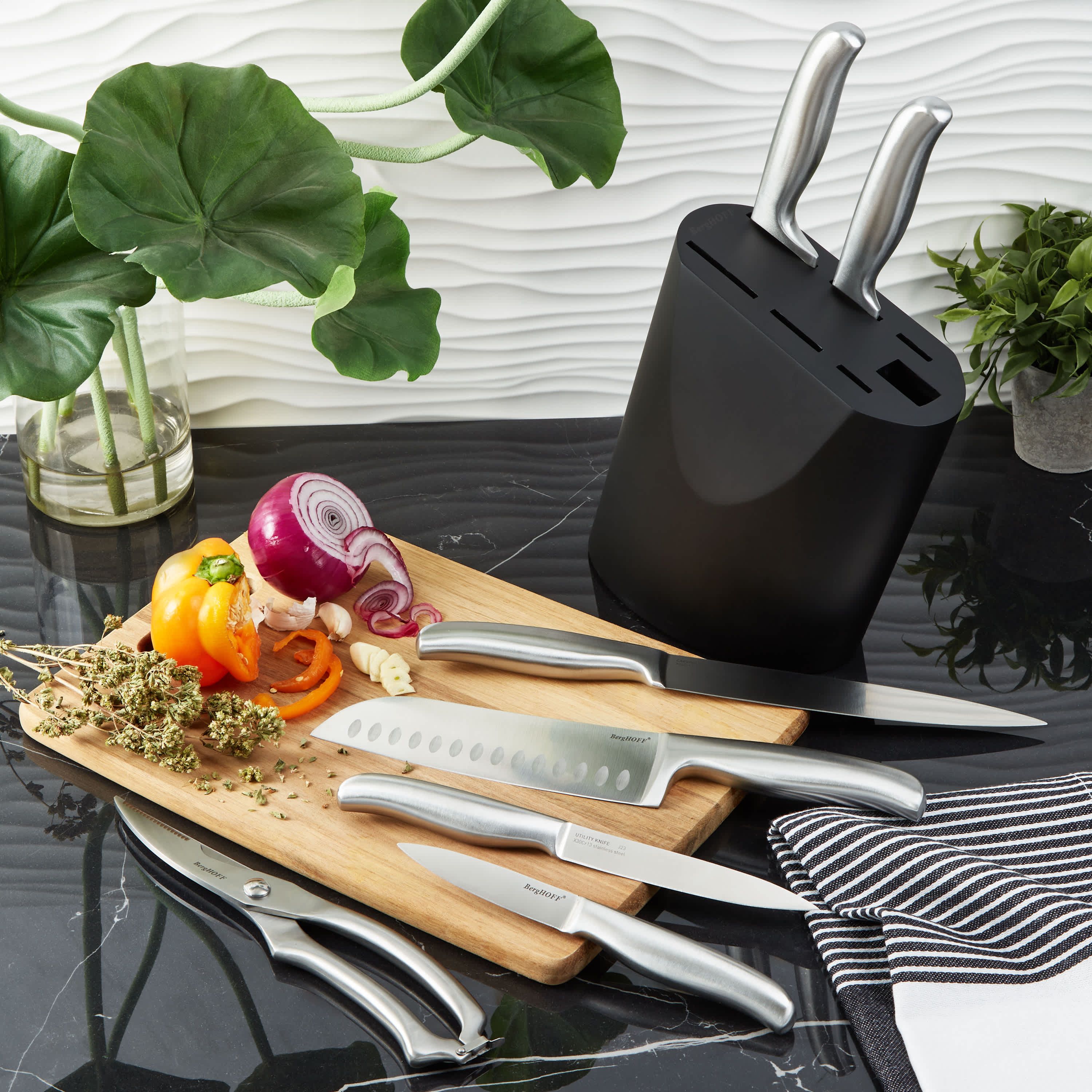 BergHOFF Frame Stainless Steel 8Pc Knife Block Set