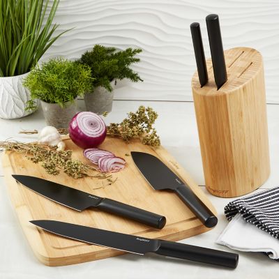 BergHOFF DiNA Boron 6pc Stainless Steel Knife Block Set, Black, 10 Pieces