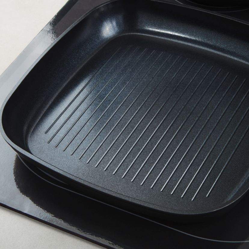 BergHOFF Helix 5Pc Nonstick Ceramic Specialty Cookware Set with Slotted Turner, Recycled Aluminum, Black