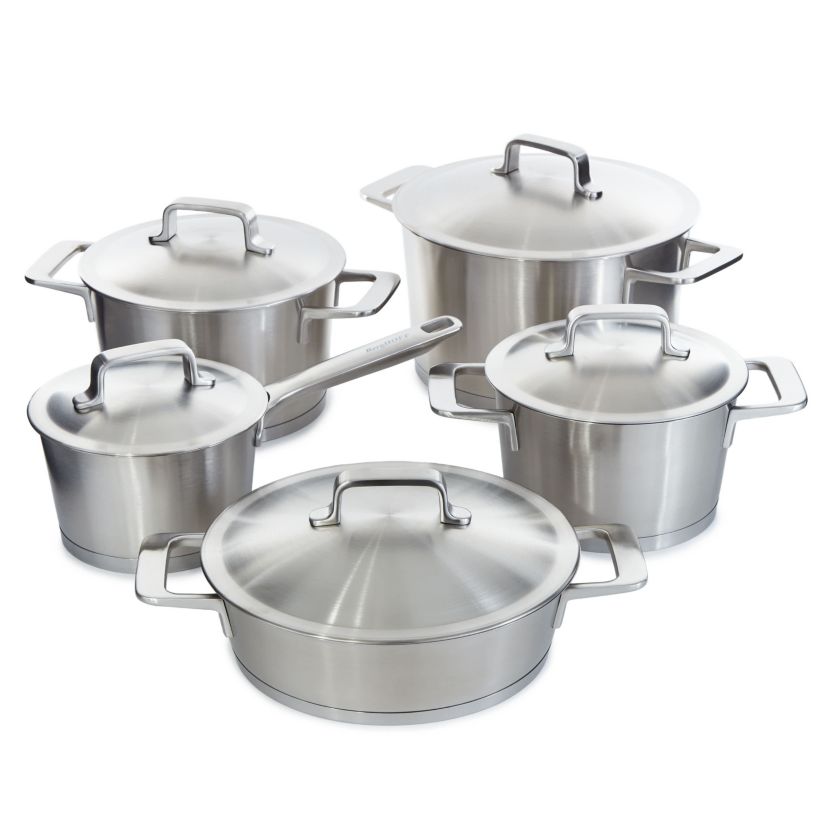 BergHOFF Meta 10Pc Recycled 18/10 Stainless Steel Cookware Set with Matching Lids