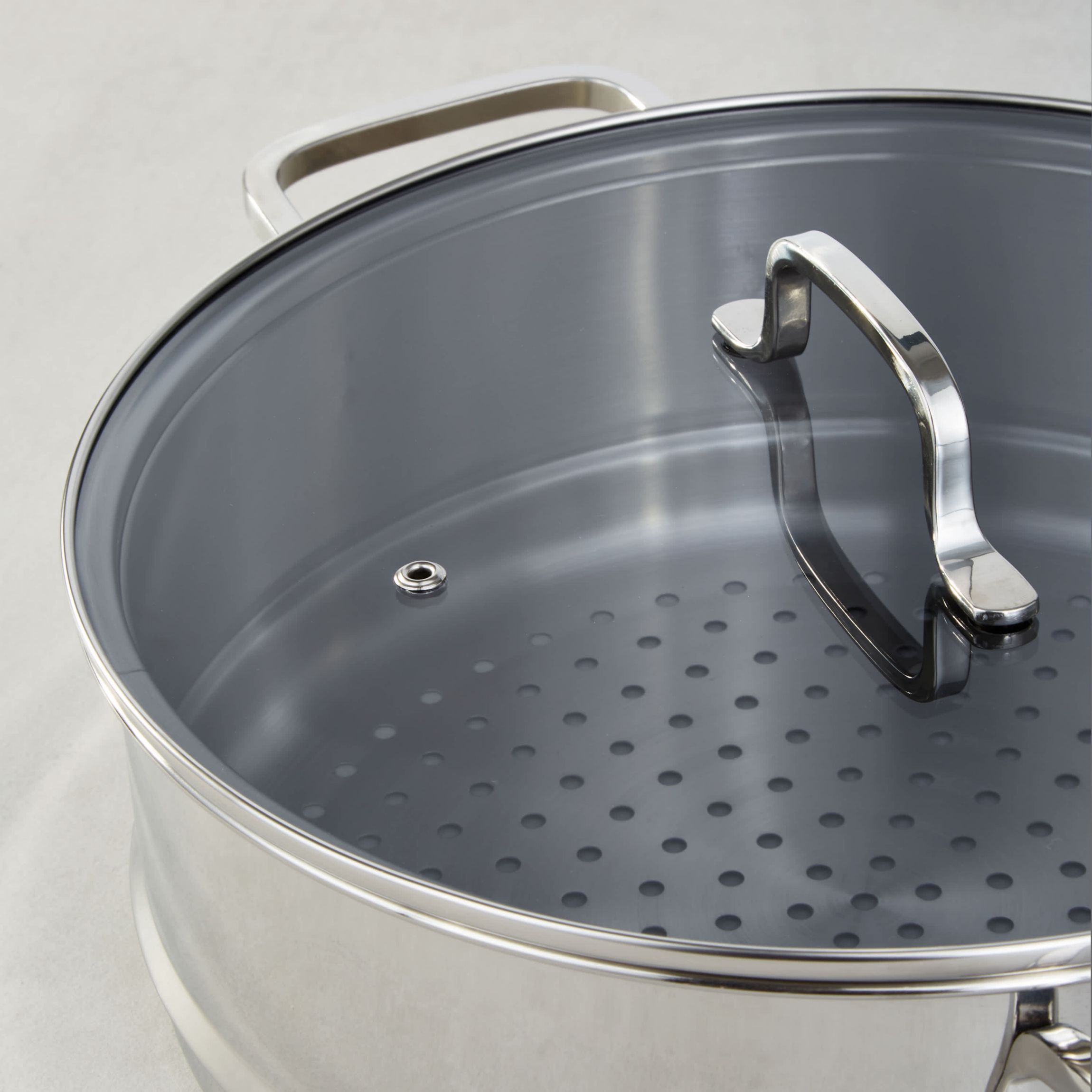 BergHOFF Helix 5Pc Recycled 18/10 Stainless Steel Steamer Set with Glass Lids