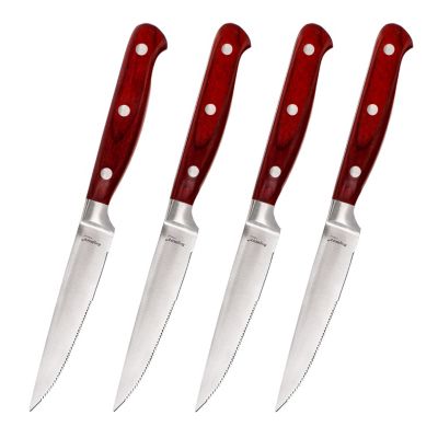 BergHOFF Pakka Stainless Steel 4Pc Steak Knife Set 4.75", Pakka Wood