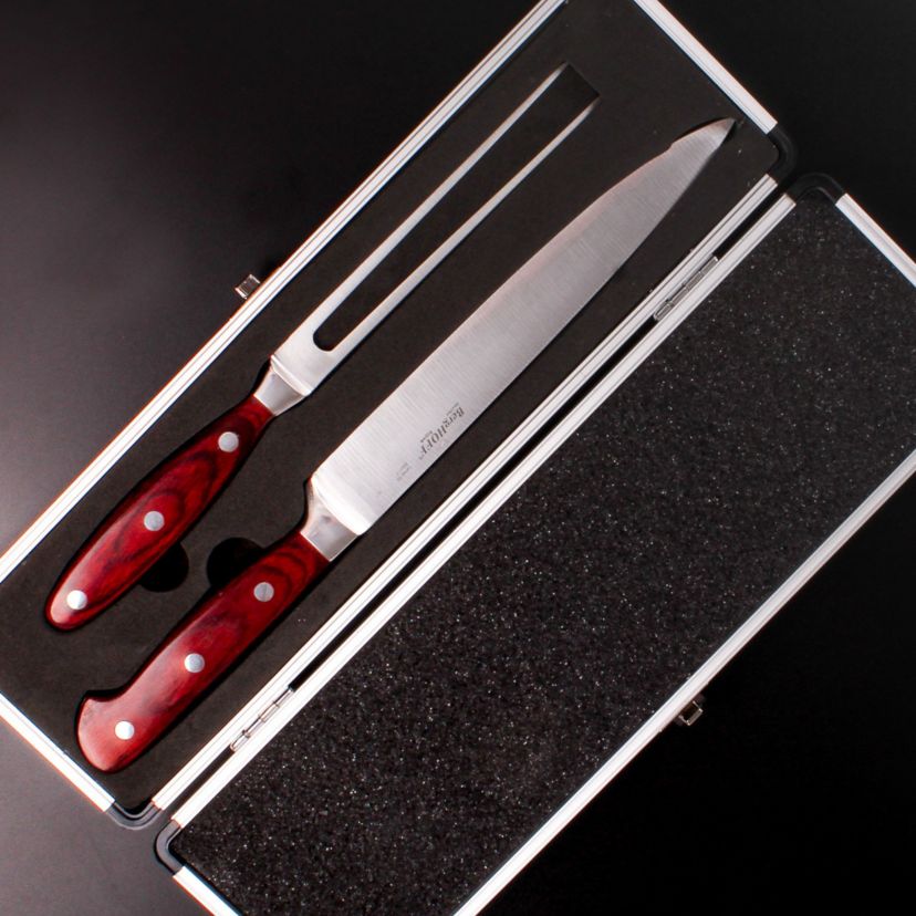 BergHOFF Pakka Stainless Steel 3Pc Carving Set, Pakka Wood