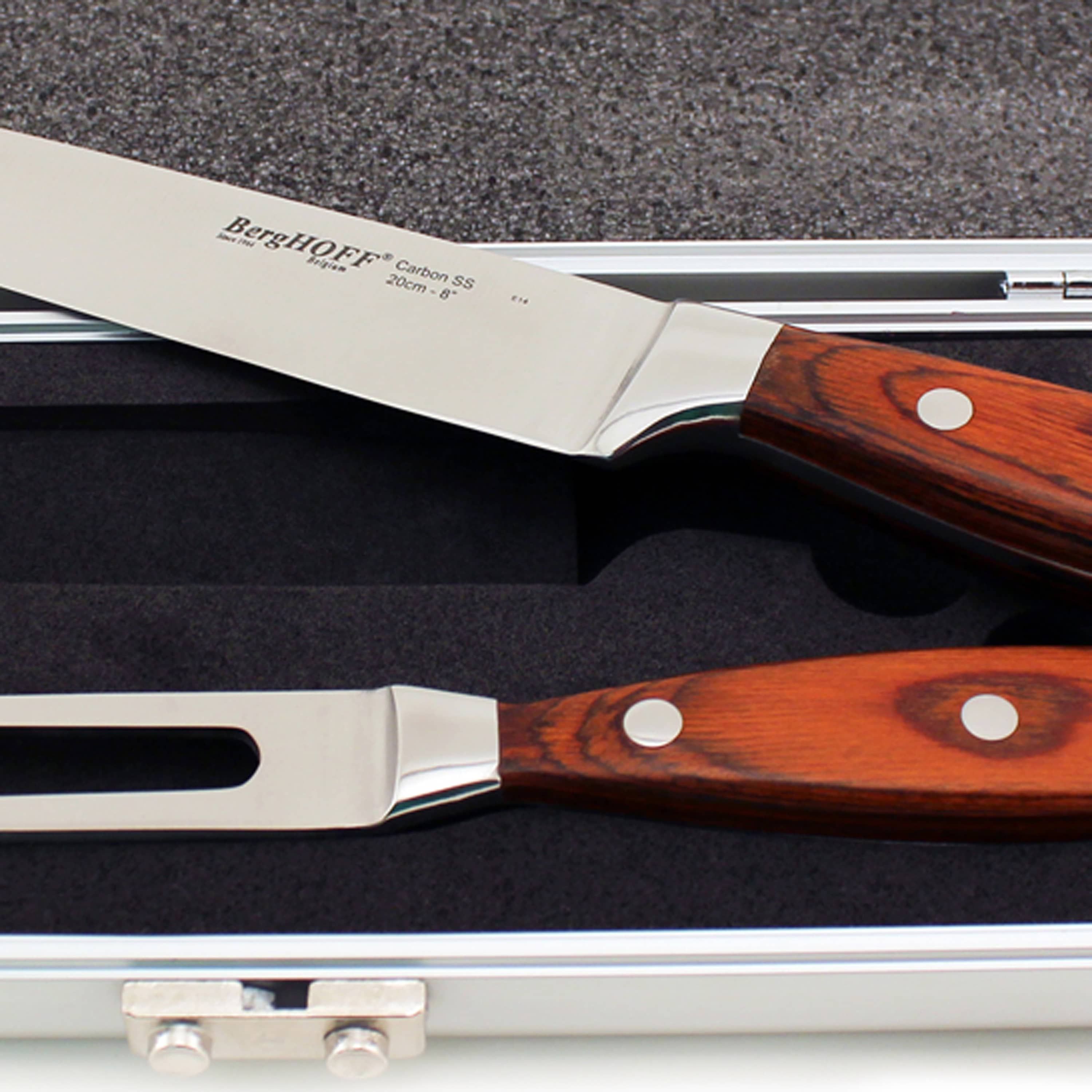 BergHOFF Pakka Stainless Steel 3Pc Carving Set, Pakka Wood