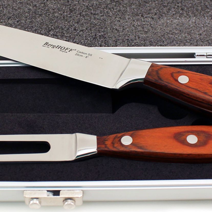 BergHOFF Pakka Stainless Steel 3Pc Carving Set, Pakka Wood