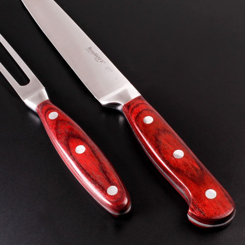 BergHOFF Pakka Stainless Steel 3Pc Carving Set, Pakka Wood