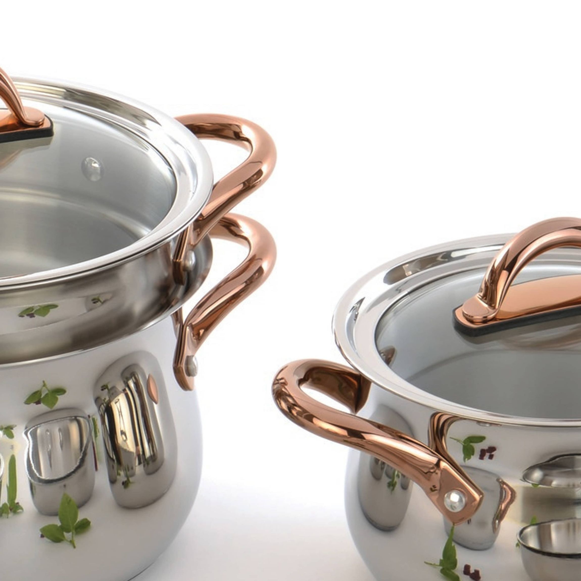 BergHOFF Ouro 18/10 Stainless Steel 11Pc Cookware Set With Glass Lid, Rose gold