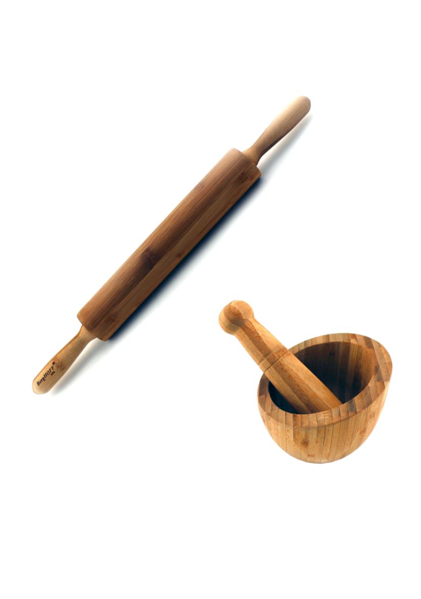 Bamboo 2-Piece Rolling Pin and Garlic Bowl Set