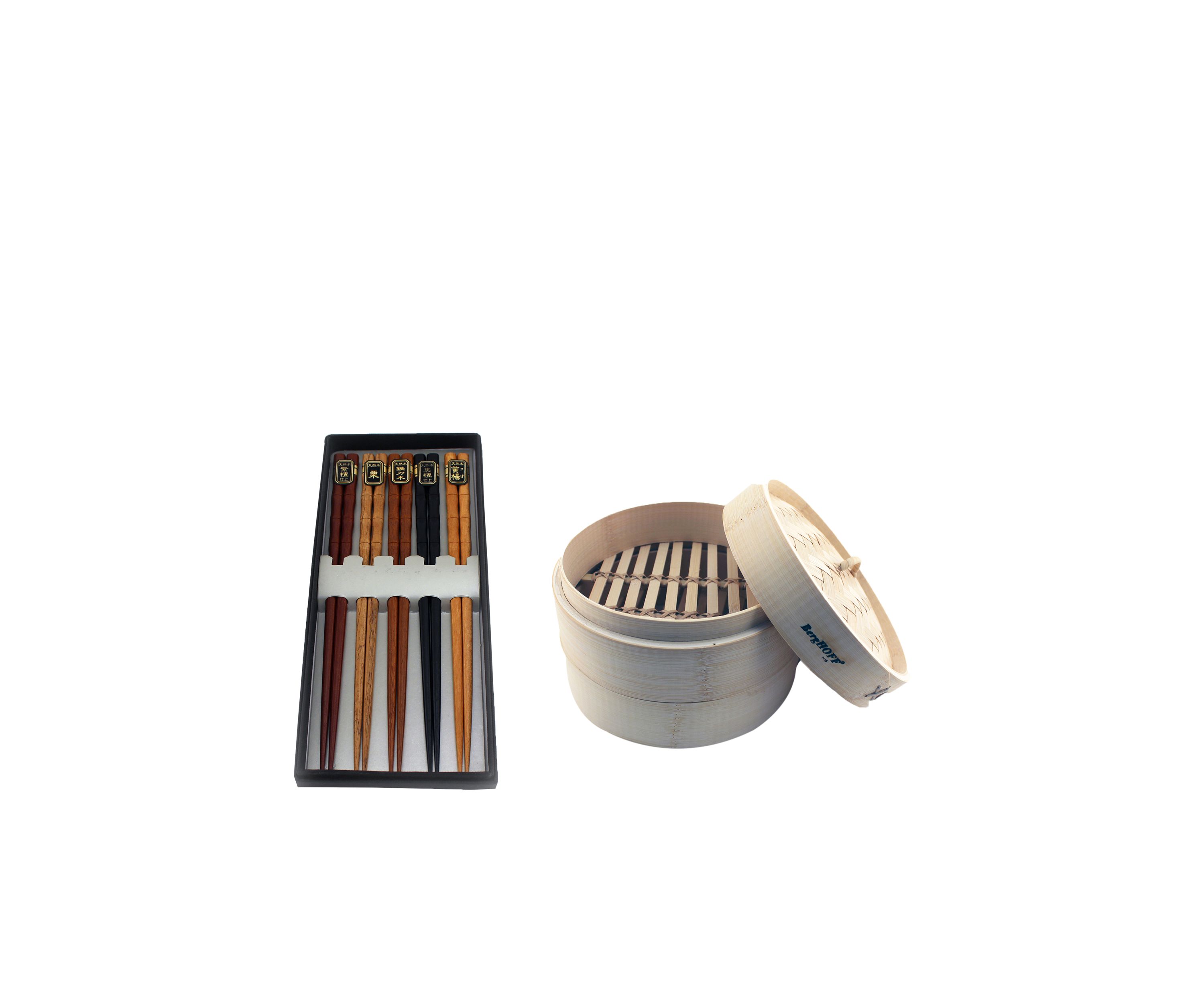 Bamboo 11-Piece Steamer Set: Steamer & Chopsticks