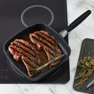 BergHOFF EuroCAST Cast Aluminum Nonstick 11" Grill Pan, Black, 11 x 14