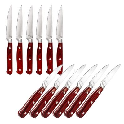BergHOFF Pakka Stainless Steel 12pc Steak Knife Set 4.75"", Pakka Wood, Brown