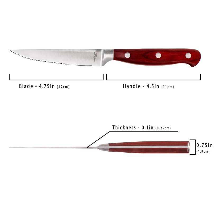 BergHOFF Pakka Stainless Steel 12pc Steak Knife Set 4.75"", Pakka Wood