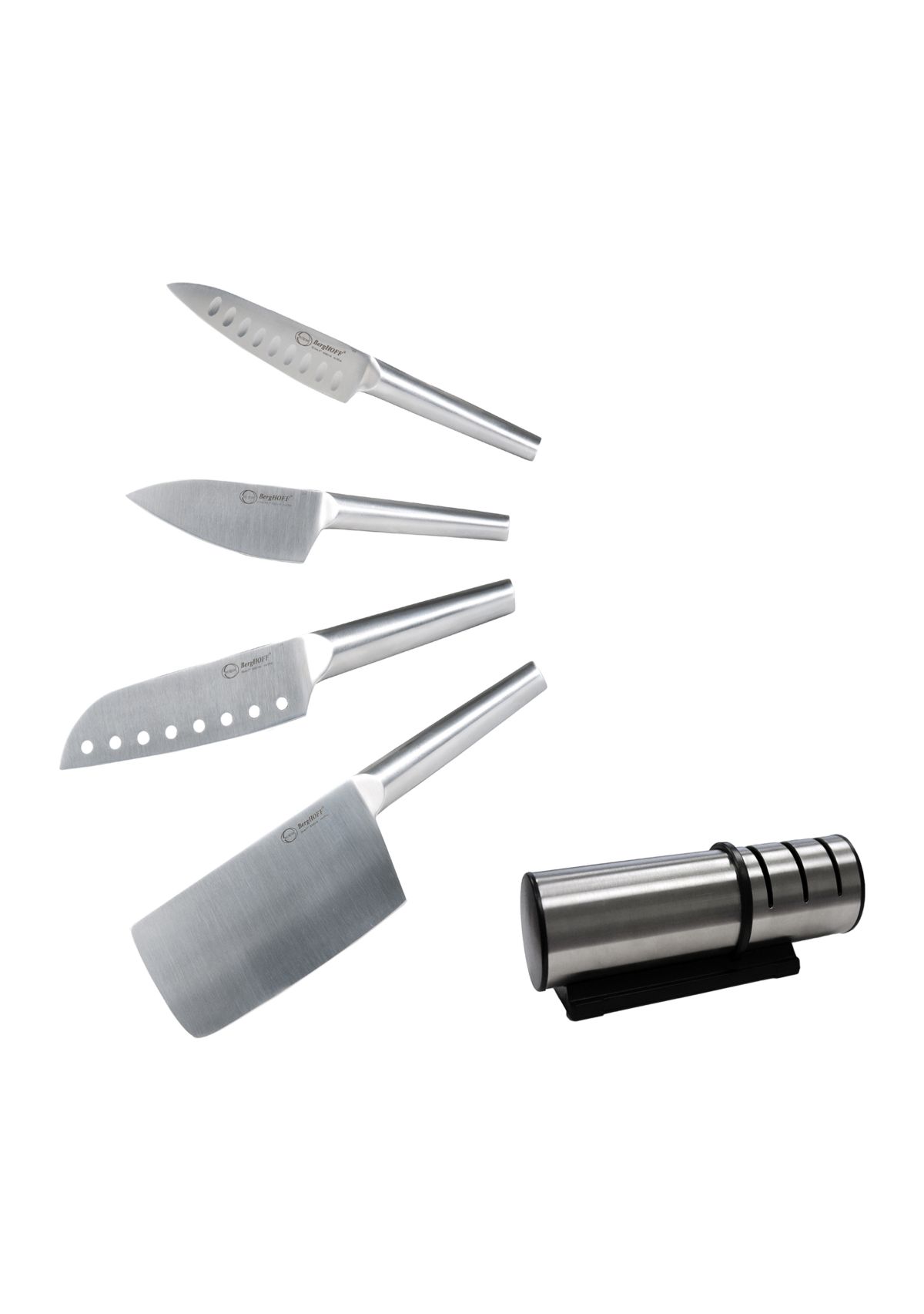 Straight 5 Piece Santoku Knife Set with Sharpener 