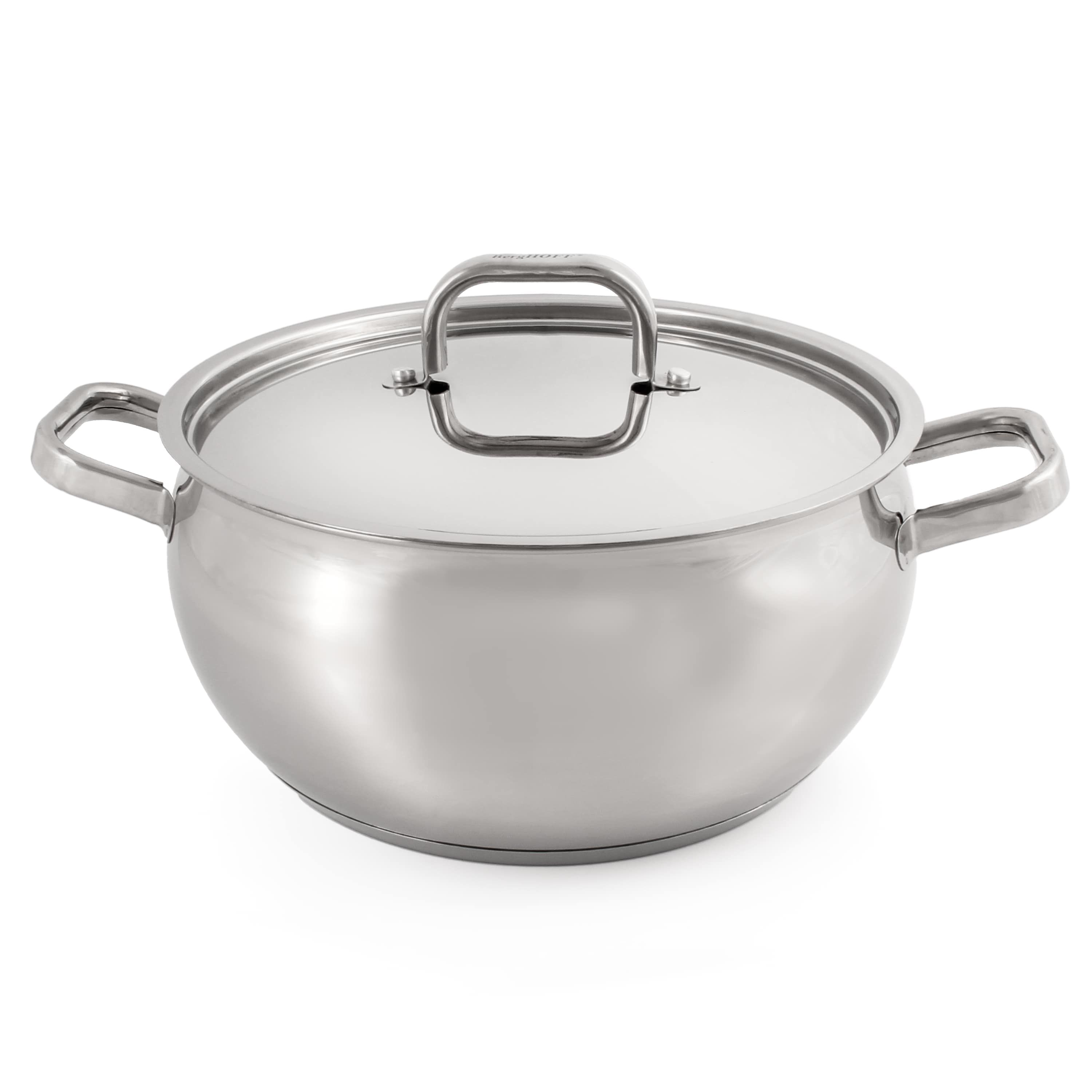 BergHOFF Belly Shape 18/10 Stainless Steel Stockpot 9.5", 5.5qt., With Stainless Steel Lid, Silver