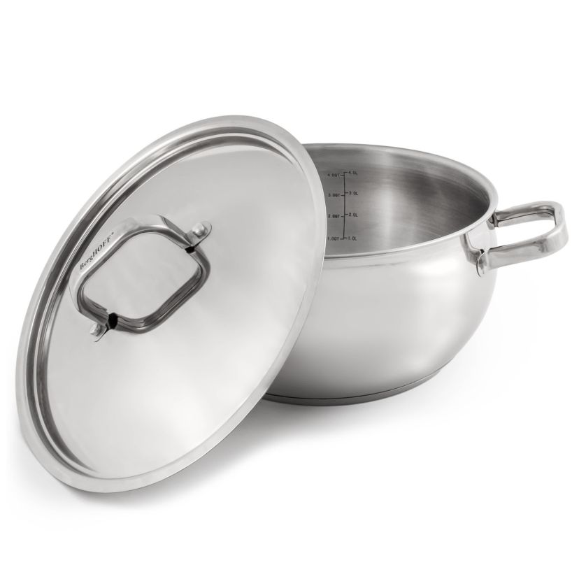BergHOFF Belly Shape 18/10 Stainless Steel Stockpot 9.5", 5.5qt., With Stainless Steel Lid, Silver