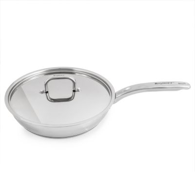 BergHOFF Belly Shape 18/10 Stainless Steel Skillet 10.5", 2.5qt. With Stainless Steel Lid, Silver