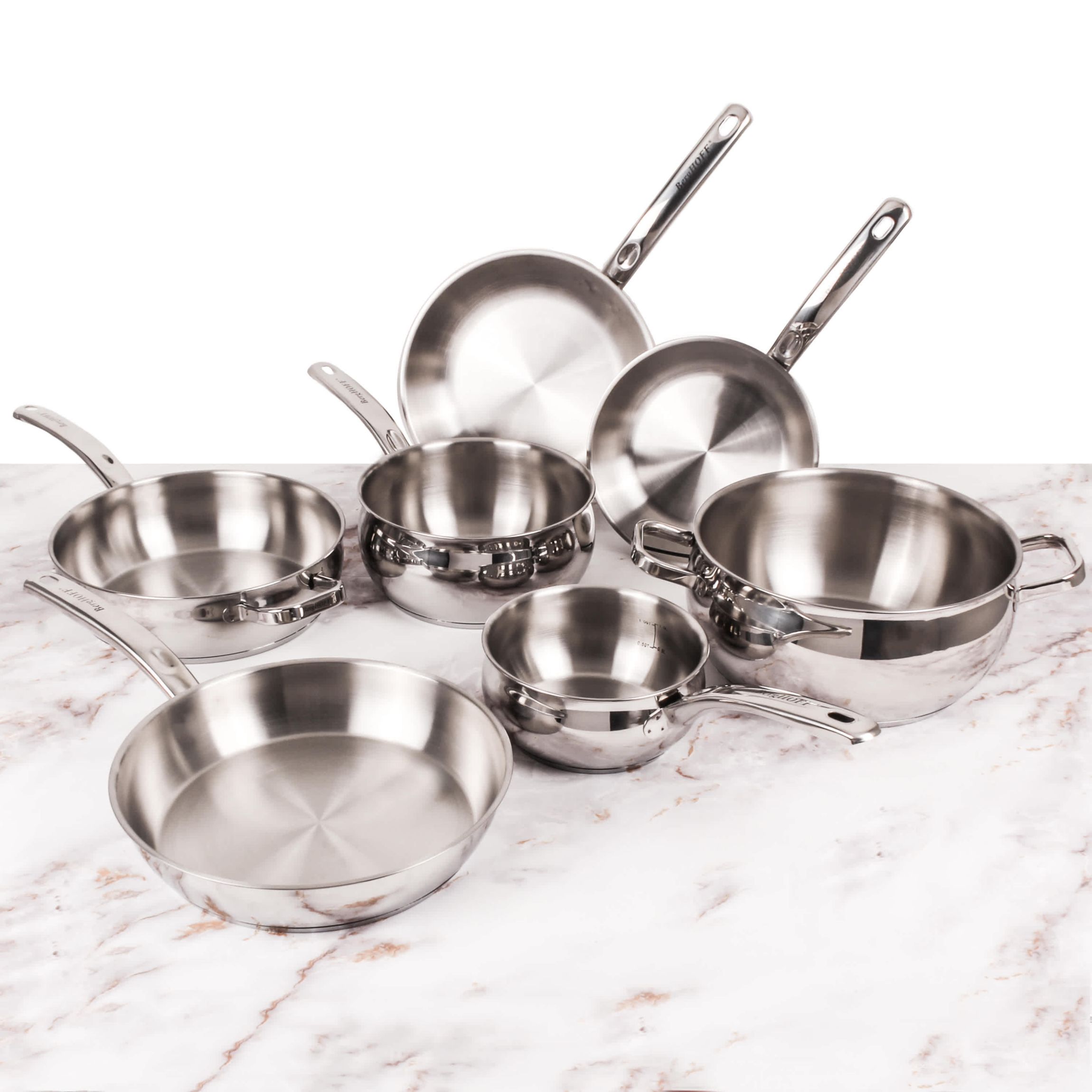 BergHOFF Belly Shape 18/10 Stainless Steel 12Pc Cookware Set with Glass Lid