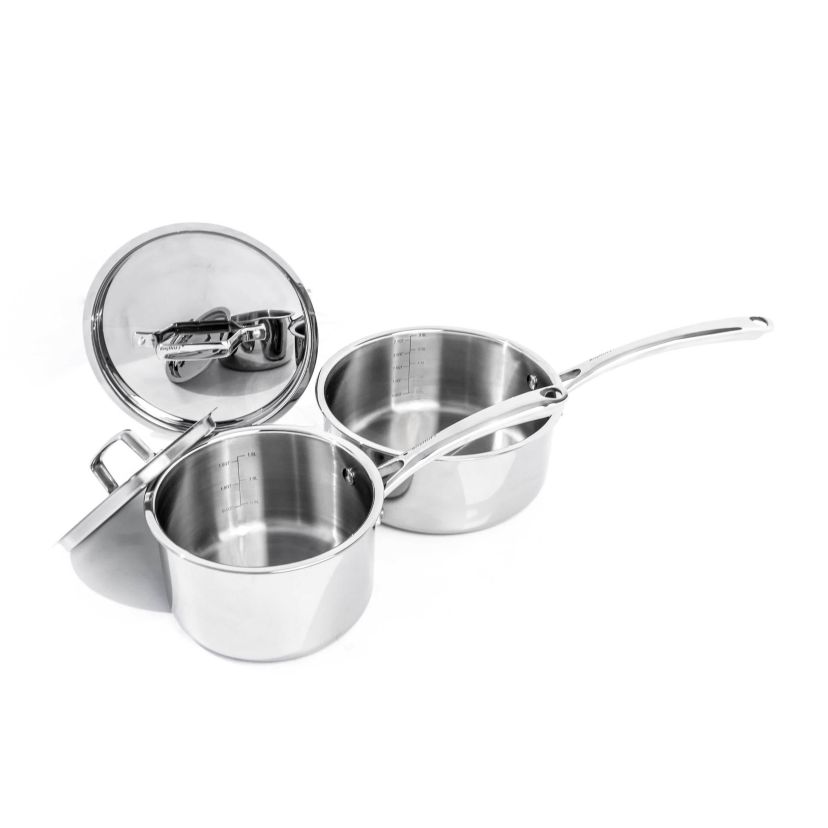 BergHOFF Professional Tri-Ply 18/10 Stainless Steel 8" Saucepan with Stainless Steel Lid 3Qt.