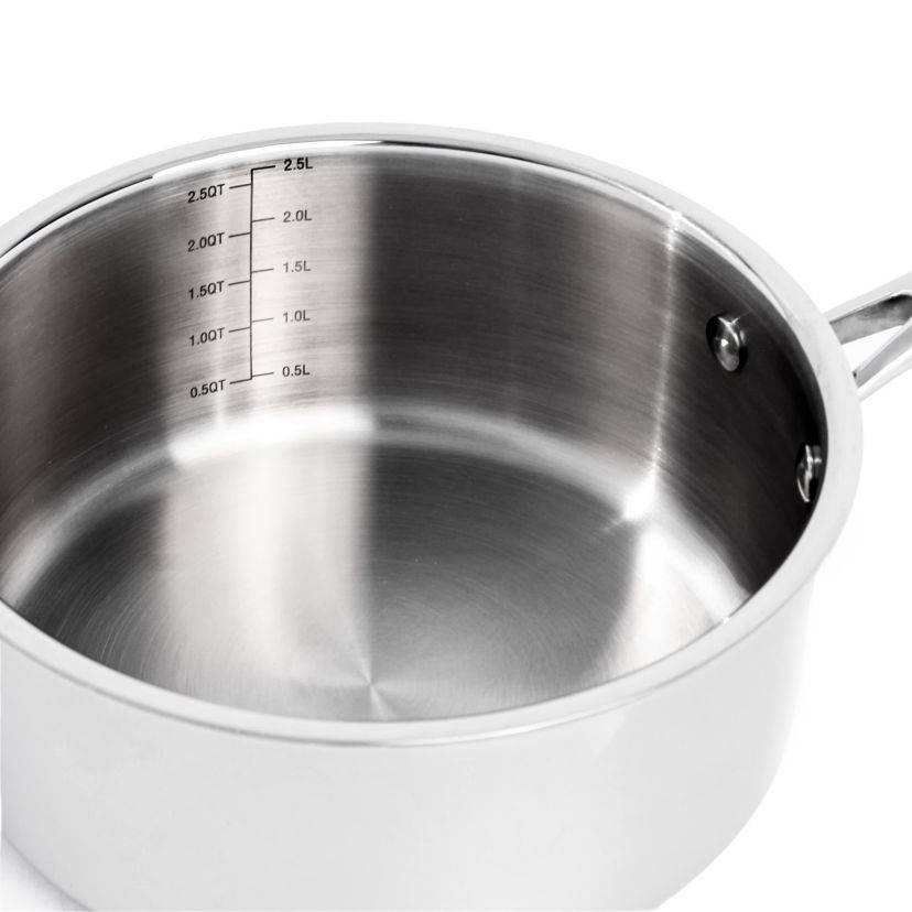 BergHOFF Professional Tri-Ply 18/10 Stainless Steel 8" Saucepan with Stainless Steel Lid 3Qt.