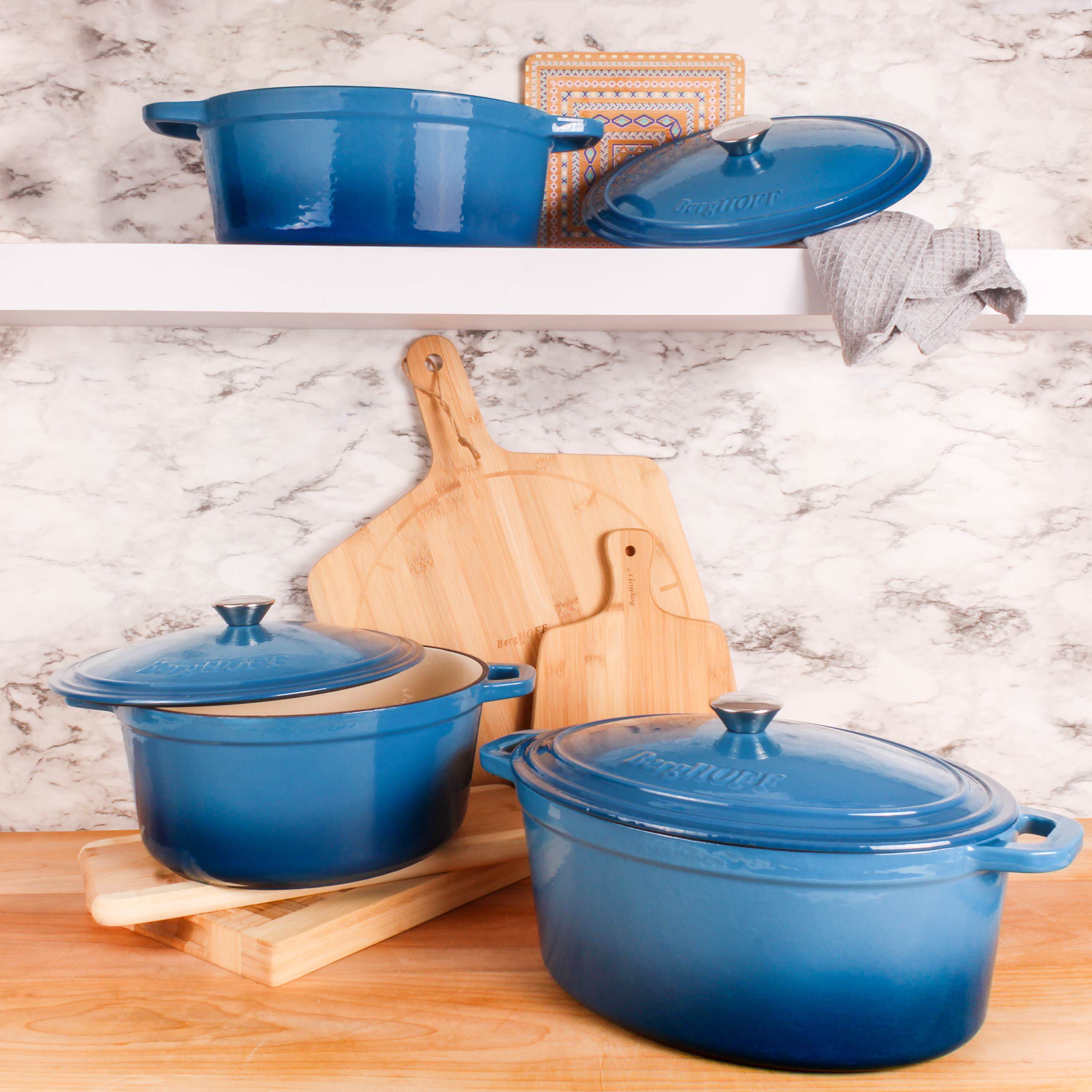 BergHOFF Neo Enamel Cast Iron 6Pc Cookware Set, Blue