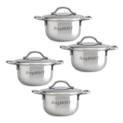 BergHOFF 18/10 Stainless Steel 2.5" Mini Pots, Set of 4