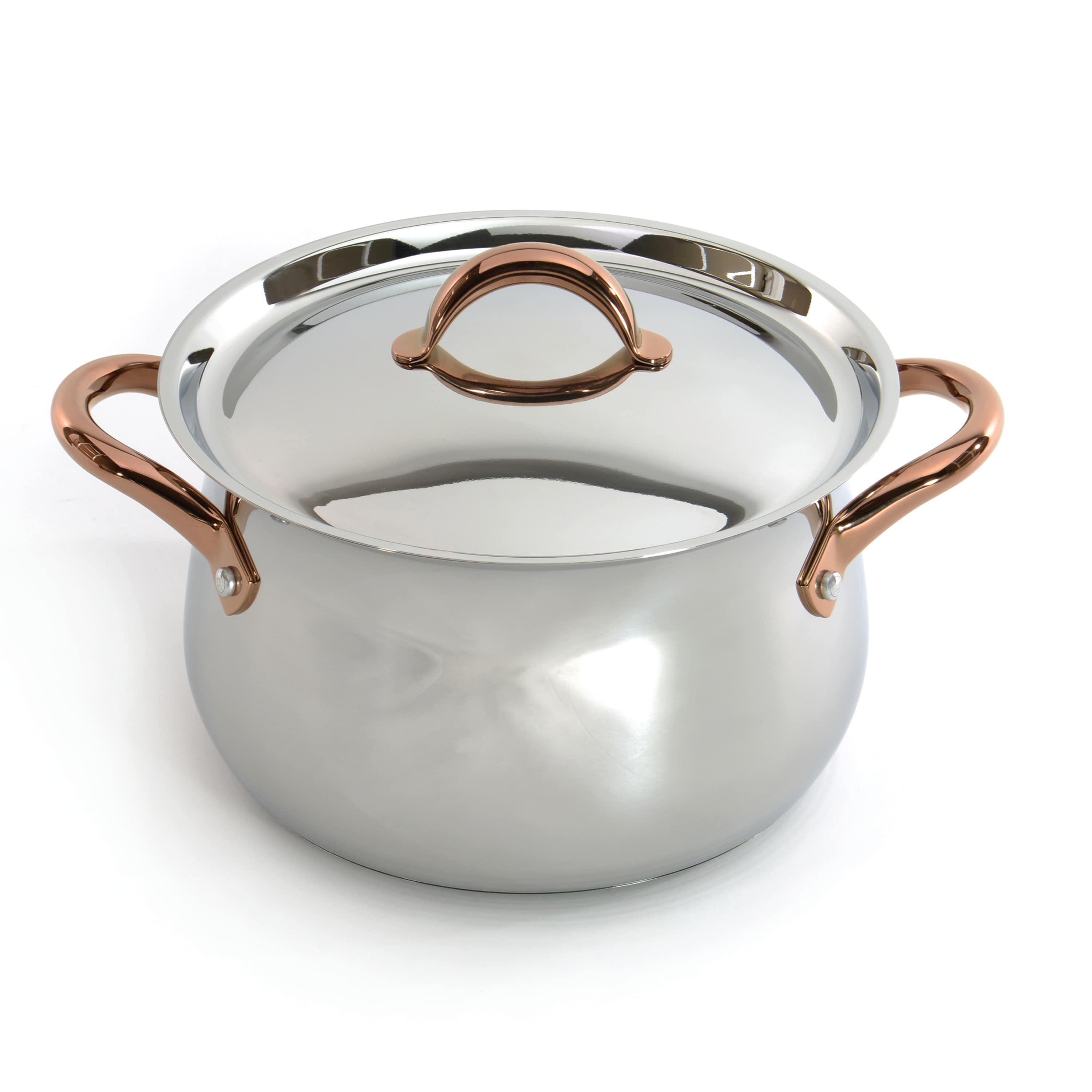 BergHOFF Ouro 18/10 Stainless Steel Stockpot 9.5", 8.1 qt. With Lid, Rose gold
