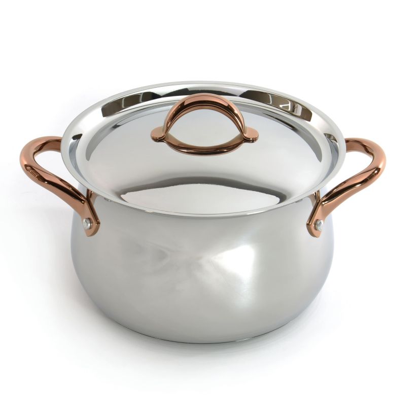 BergHOFF Ouro 18/10 Stainless Steel Stockpot 9.5", 8.1 qt. With Lid, Rose gold