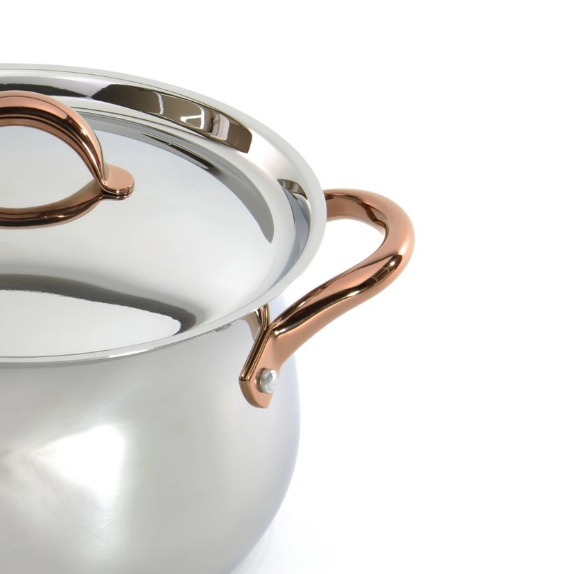 BergHOFF Ouro 18/10 Stainless Steel Stockpot 9.5", 8.1 qt. With Lid, Rose gold