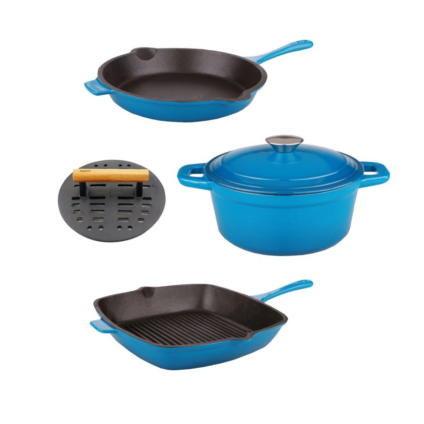 BergHOFF Neo Enamel Cast Iron 5Pc Cookware Set, Blue