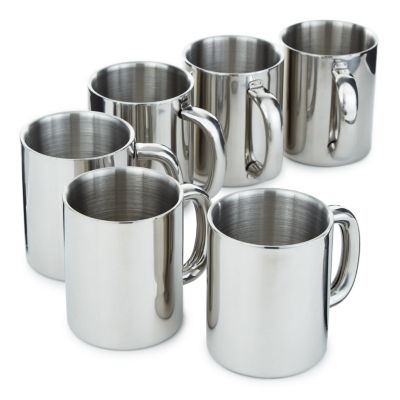 BergHOFF 6Pc 18/10 Stainless Steel Mug Set, 12 oz, Silver, 10 Pieces