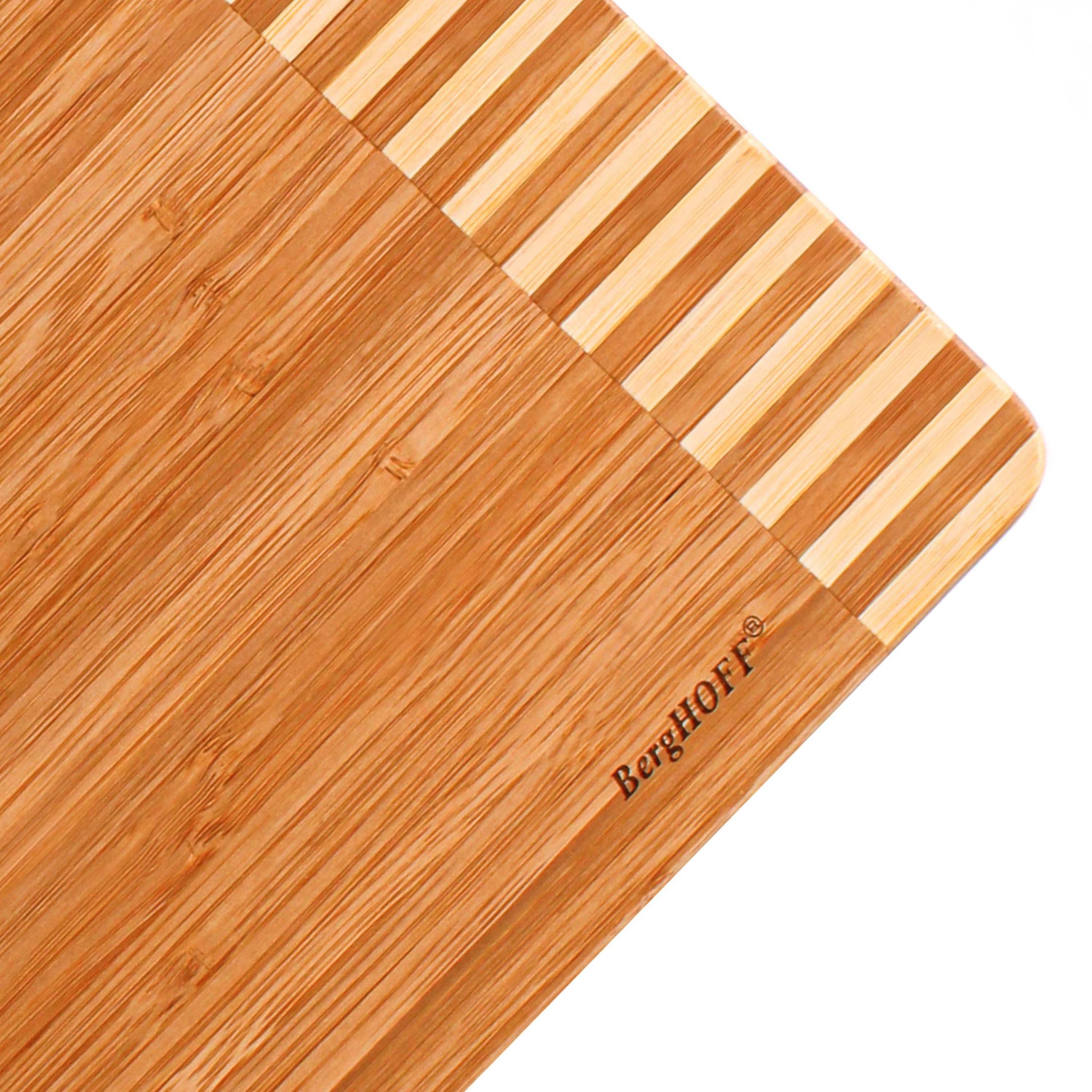 BergHOFF Aaron Probyn Stainless Steel 3Pc Cheese Knives, Wood Cutting Board 8.25", 9", & 13", Silver & Natural