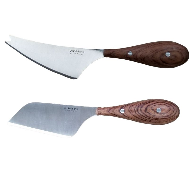 BergHOFF Aaron Probyn Stainless Steel 3Pc Cheese Knives, Wood Cutting Board 8.25", 9", & 13", Silver & Natural