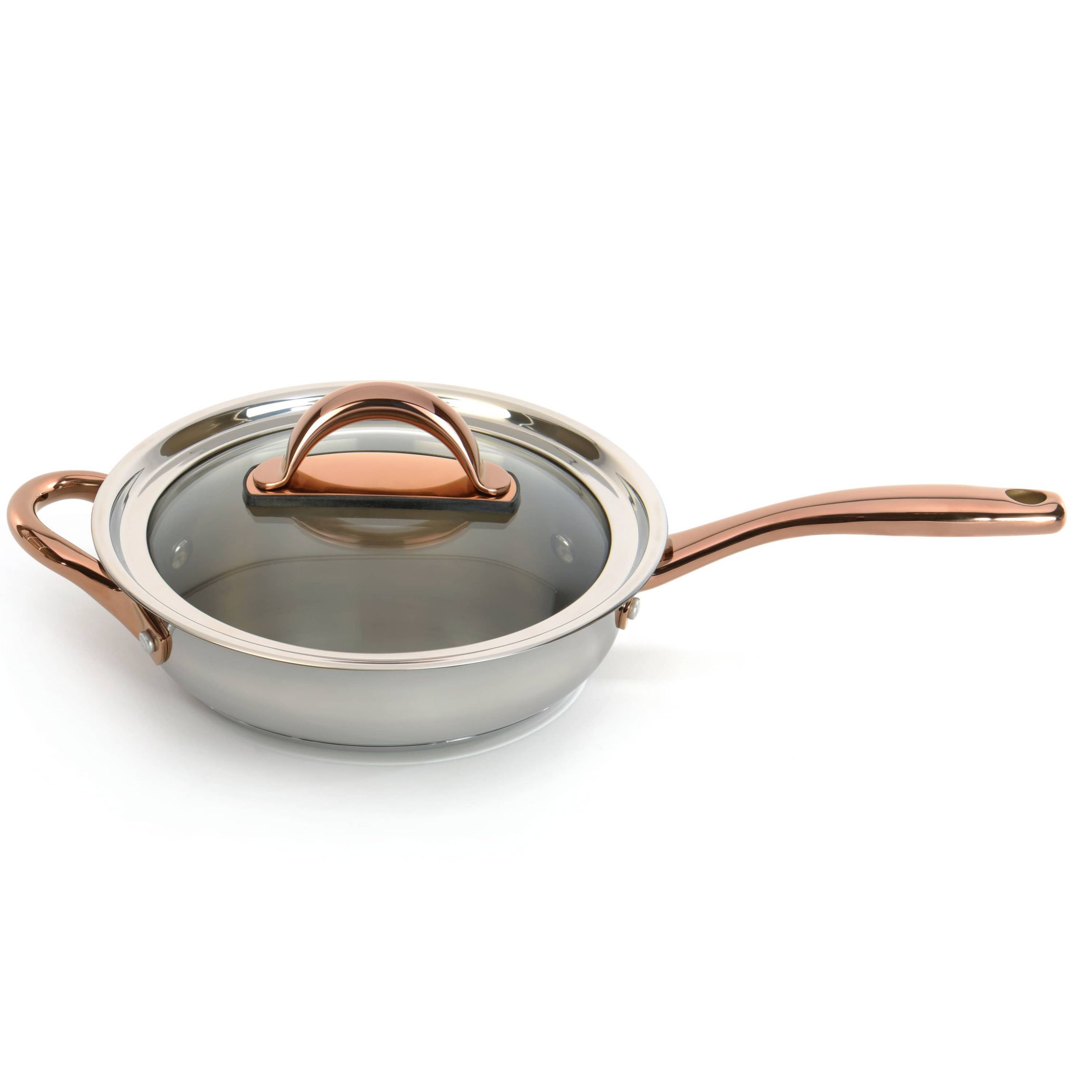 BergHOFF Ouro 18/10 Stainless Steel Deep Skillet 10", 3.1 qt. With Glass Lid, Rose gold