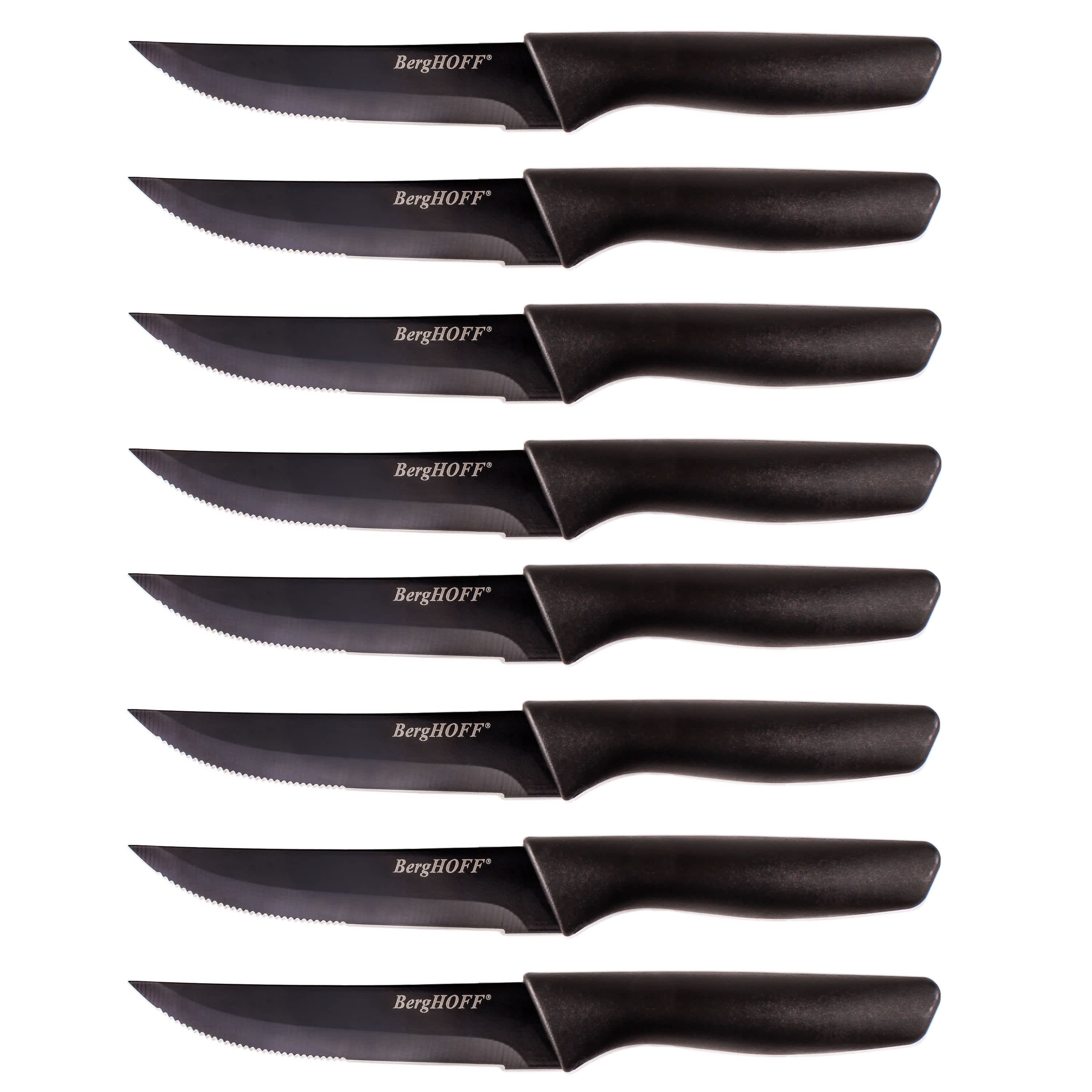 BergHOFF Essentials Stainless Steel 8Pc Steak Knives 4.25", Black