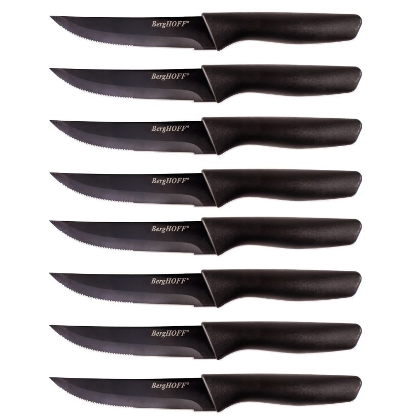 BergHOFF Essentials Stainless Steel 8Pc Steak Knives 4.25", Black