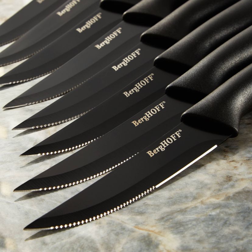 BergHOFF Essentials Stainless Steel 8Pc Steak Knives 4.25", Black