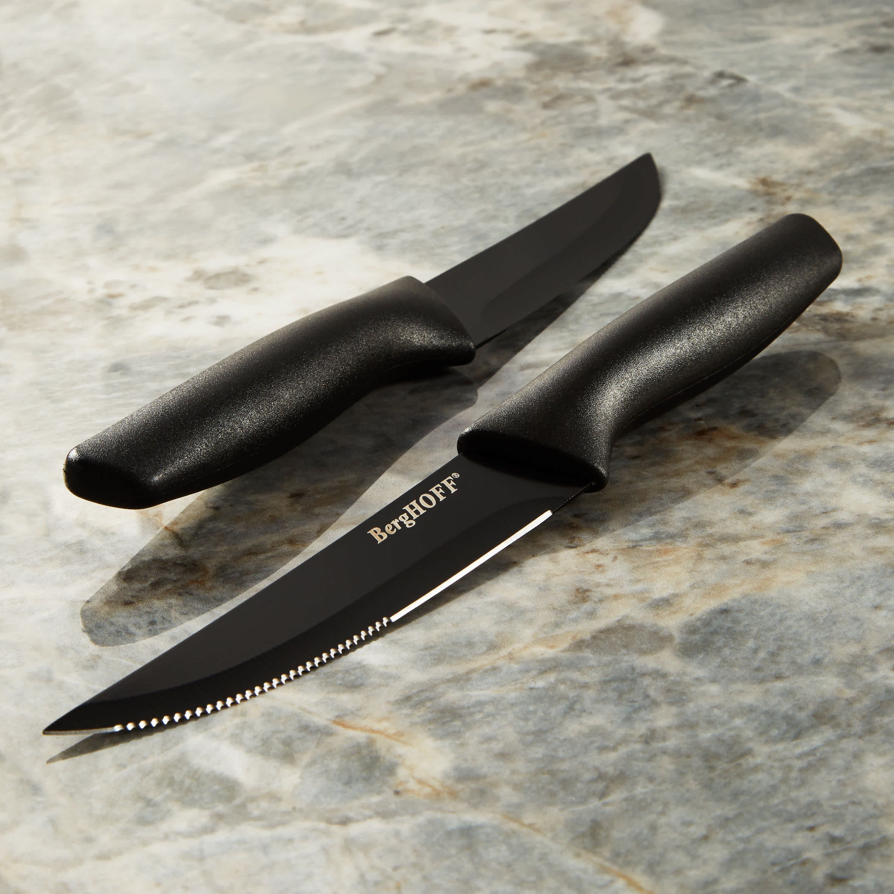 BergHOFF Essentials Stainless Steel 8Pc Steak Knives 4.25", Black