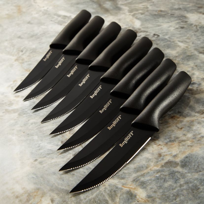 BergHOFF Essentials Stainless Steel 8Pc Steak Knives 4.25", Black