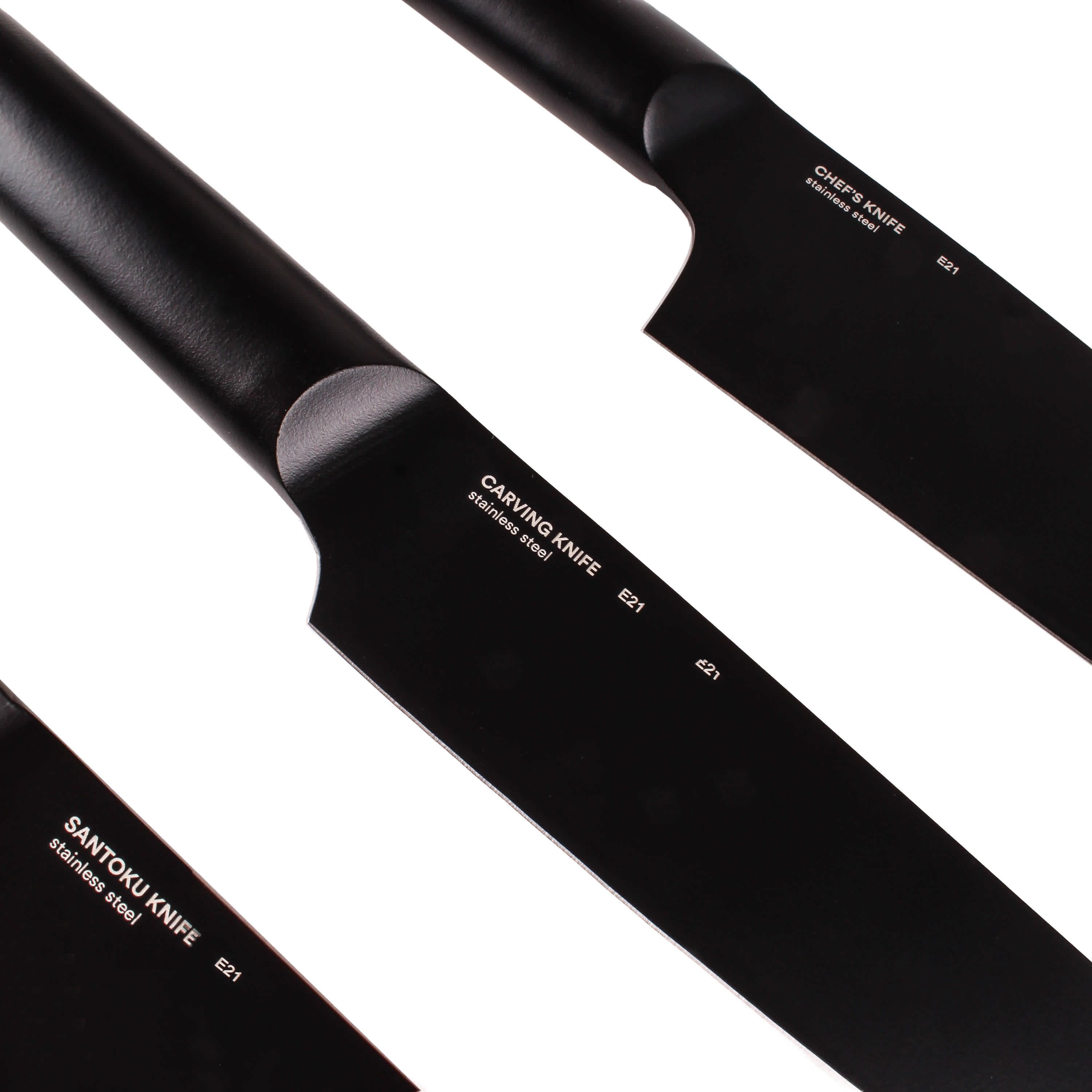 BergHOFF RON Stainless Steel 4Pc Double-coated Kitchen Knife Set, Black