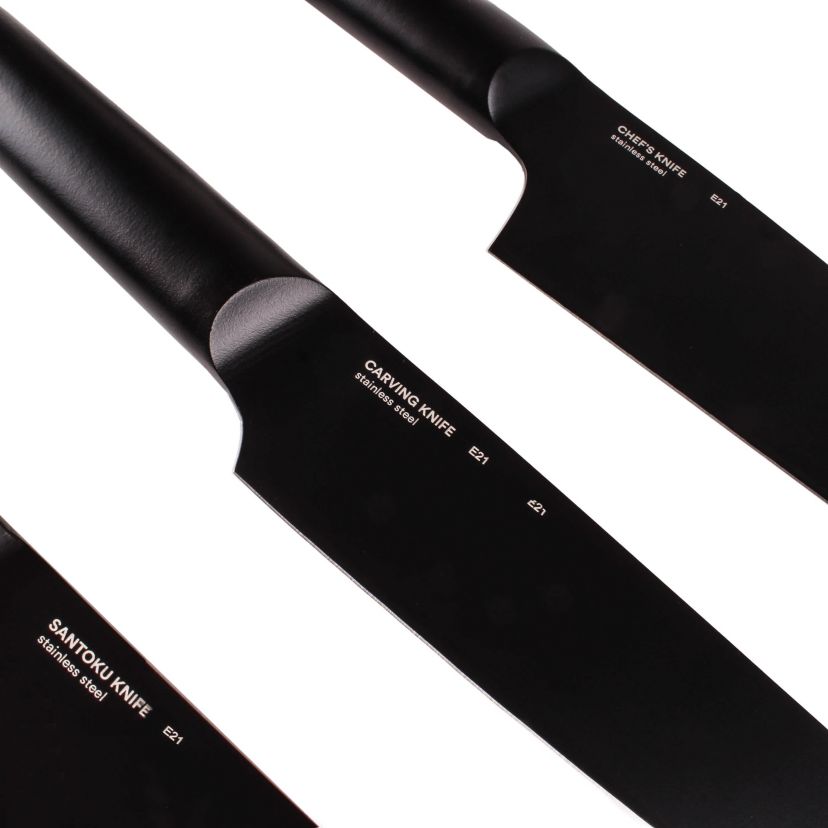 BergHOFF RON Stainless Steel 4Pc Double-coated Kitchen Knife Set, Black