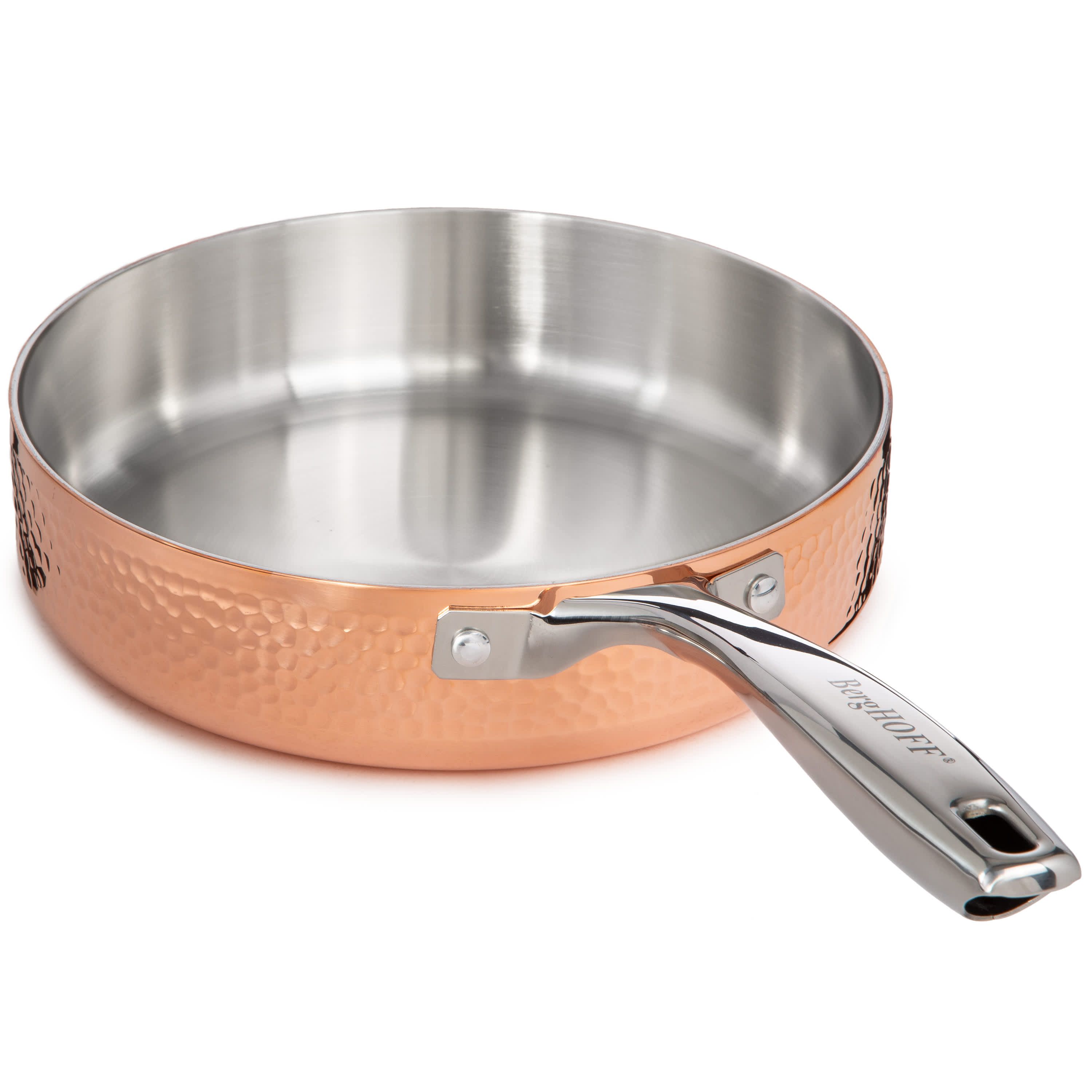 BergHOFF Vintage 5Pc Tri-Ply Copper 18/10 Stainless Steel Cookware Set With Stainless Steel Lids, Hammered, Gold