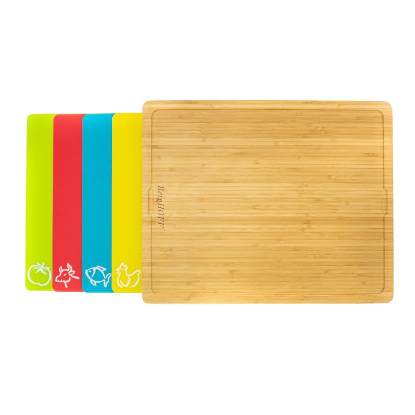 BergHOFF Essentials Bamboo 5Pc Cutting Board With Multi-colored PP Board Inserts 16.5"