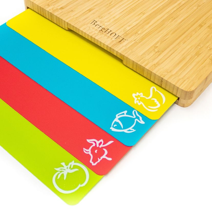 BergHOFF Essentials Bamboo 5Pc Cutting Board With Multi-colored PP Board Inserts 16.5"