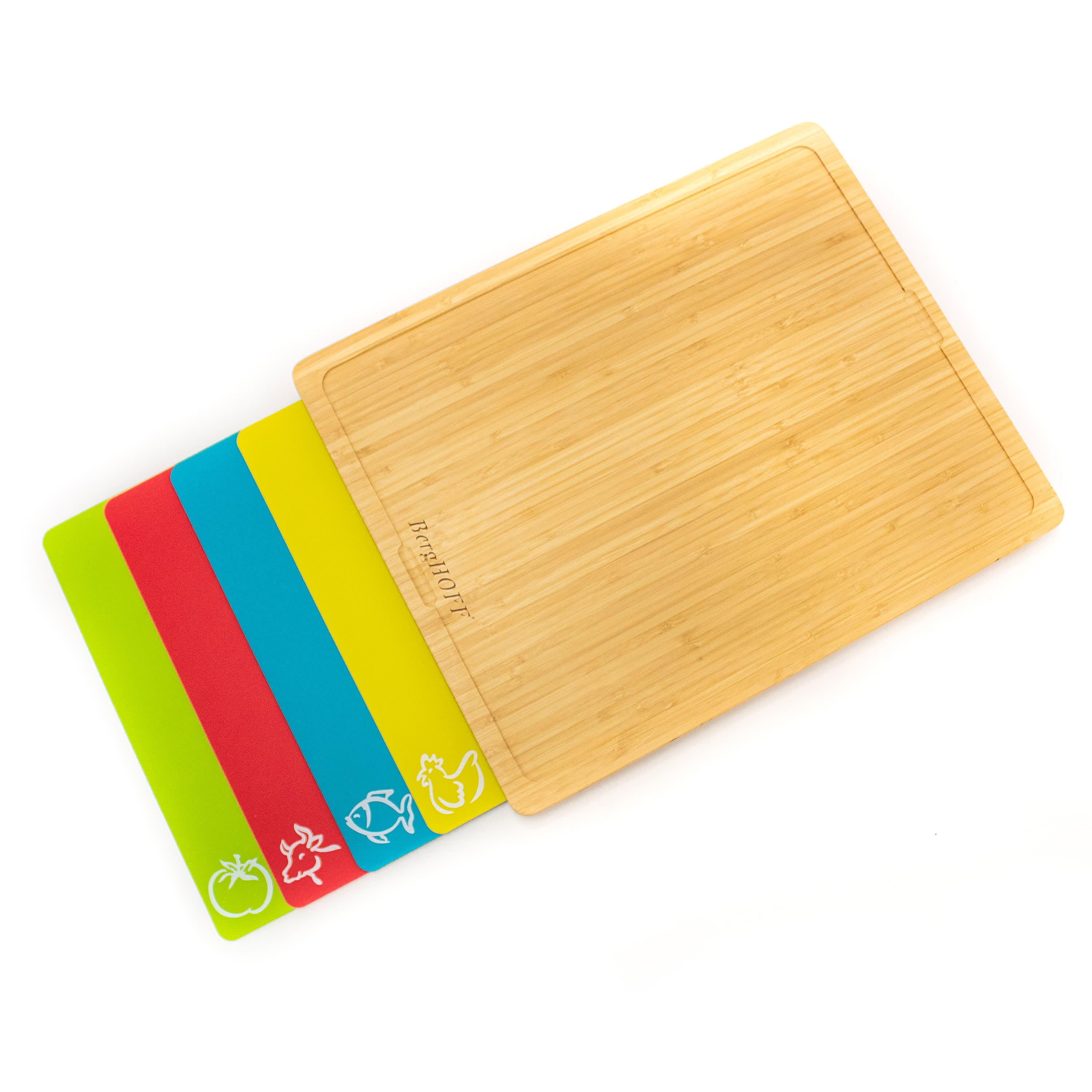BergHOFF Essentials Bamboo 5Pc Cutting Board With Multi-colored PP Board Inserts 16.5"