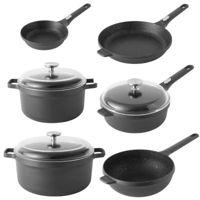 BergHOFF GEM 9Pc Nonstick Cast Aluminum Master Cookware Set, Black